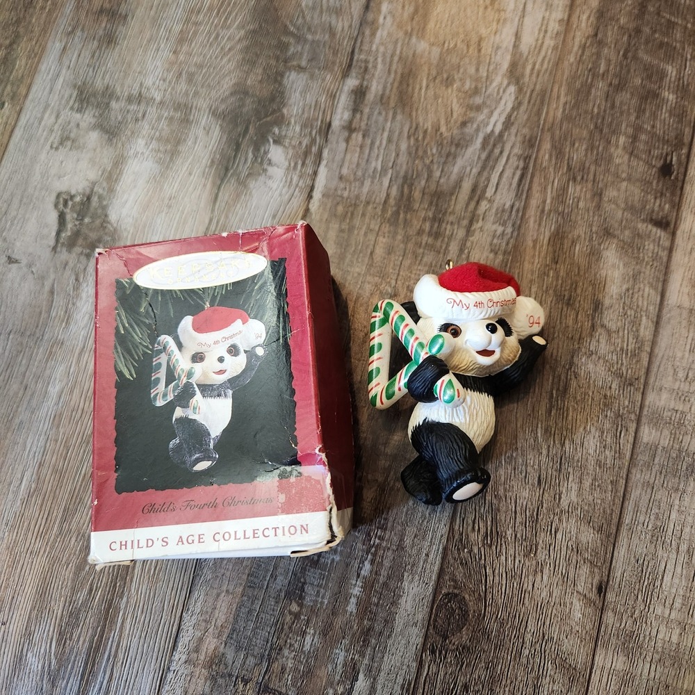 Hallmark Keepsake Ornament 1994 My 4th Christmas Panda Bear Child Age Collection
